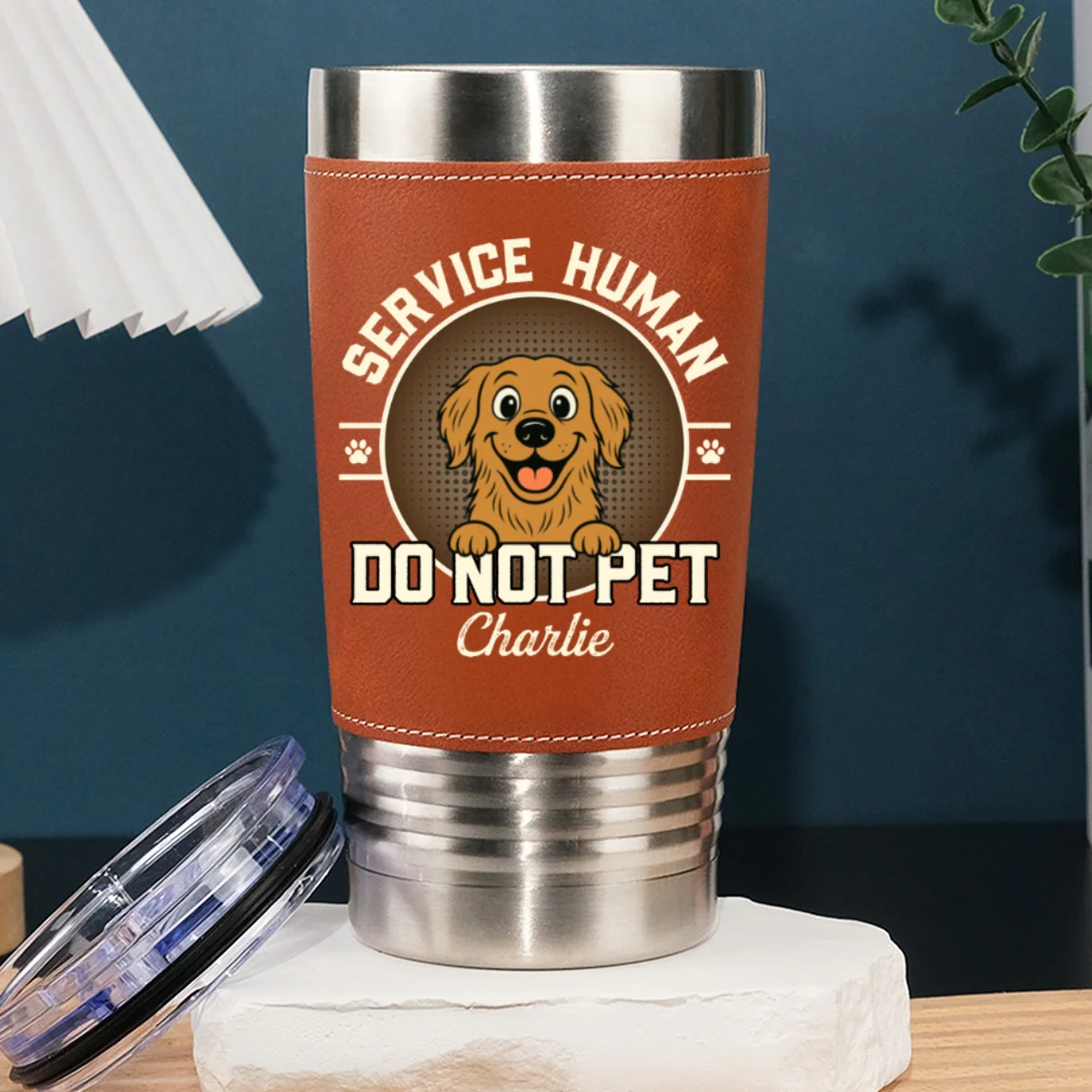 Service Human Logo - Personalized Custom Leather Tumbler - Image 7