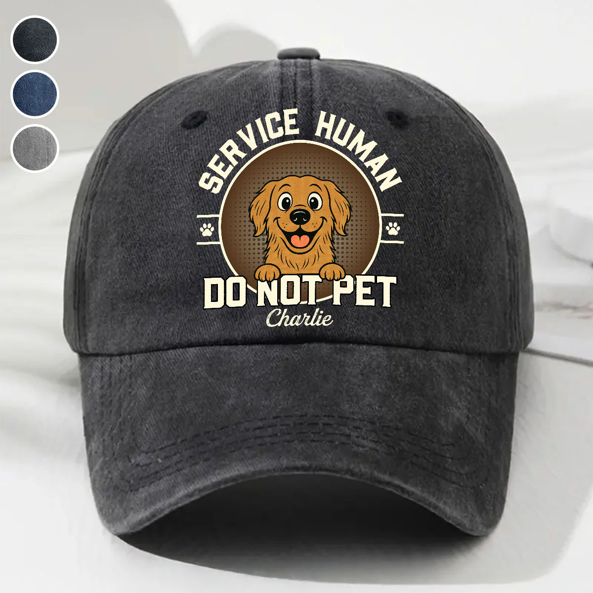 Service Human Logo - Personalized Custom Vintage Washed Denim Cap
