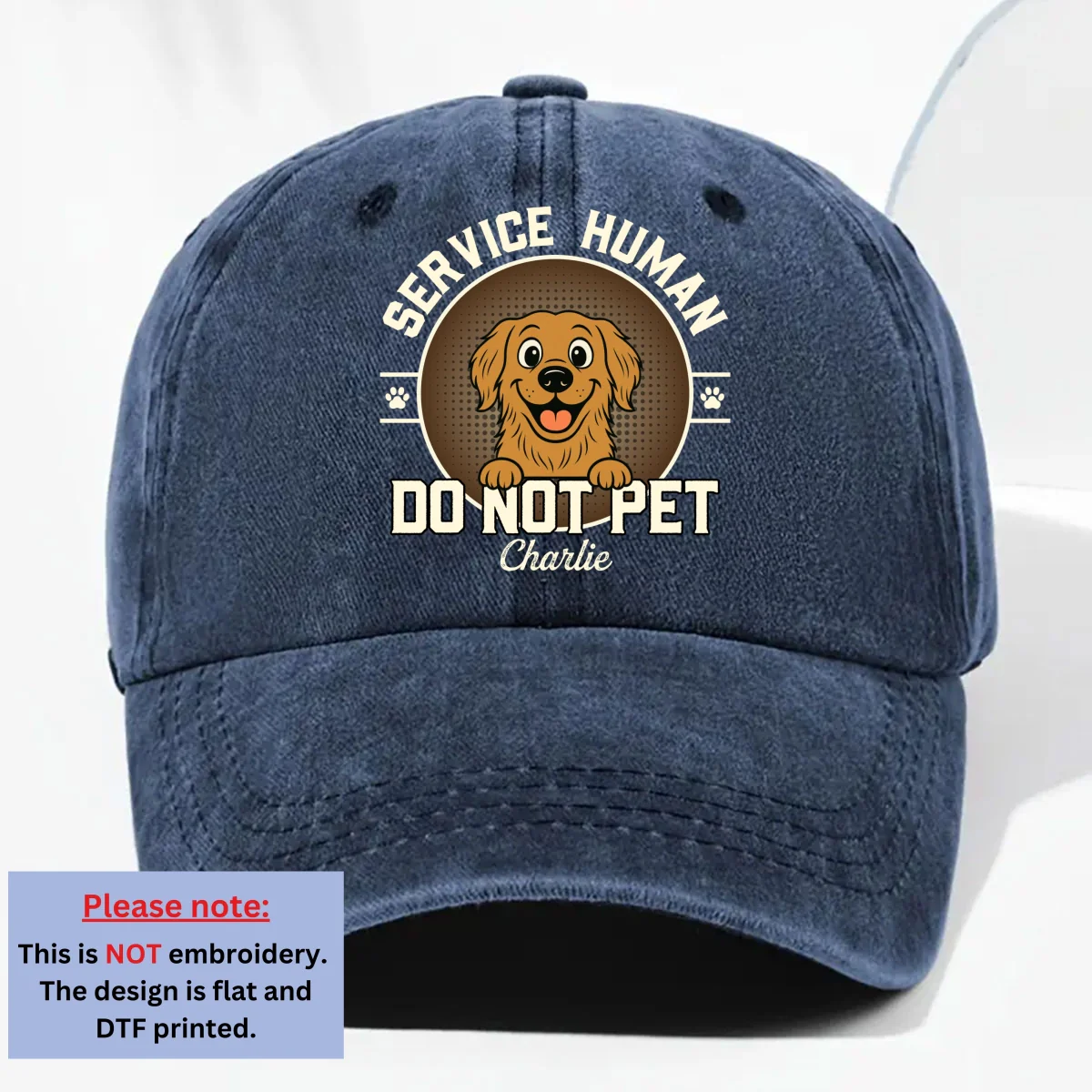 Service Human Logo - Personalized Custom Vintage Washed Denim Cap - Image 10
