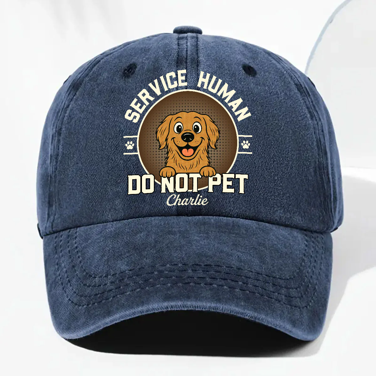 Service Human Logo - Personalized Custom Vintage Washed Denim Cap - Image 2