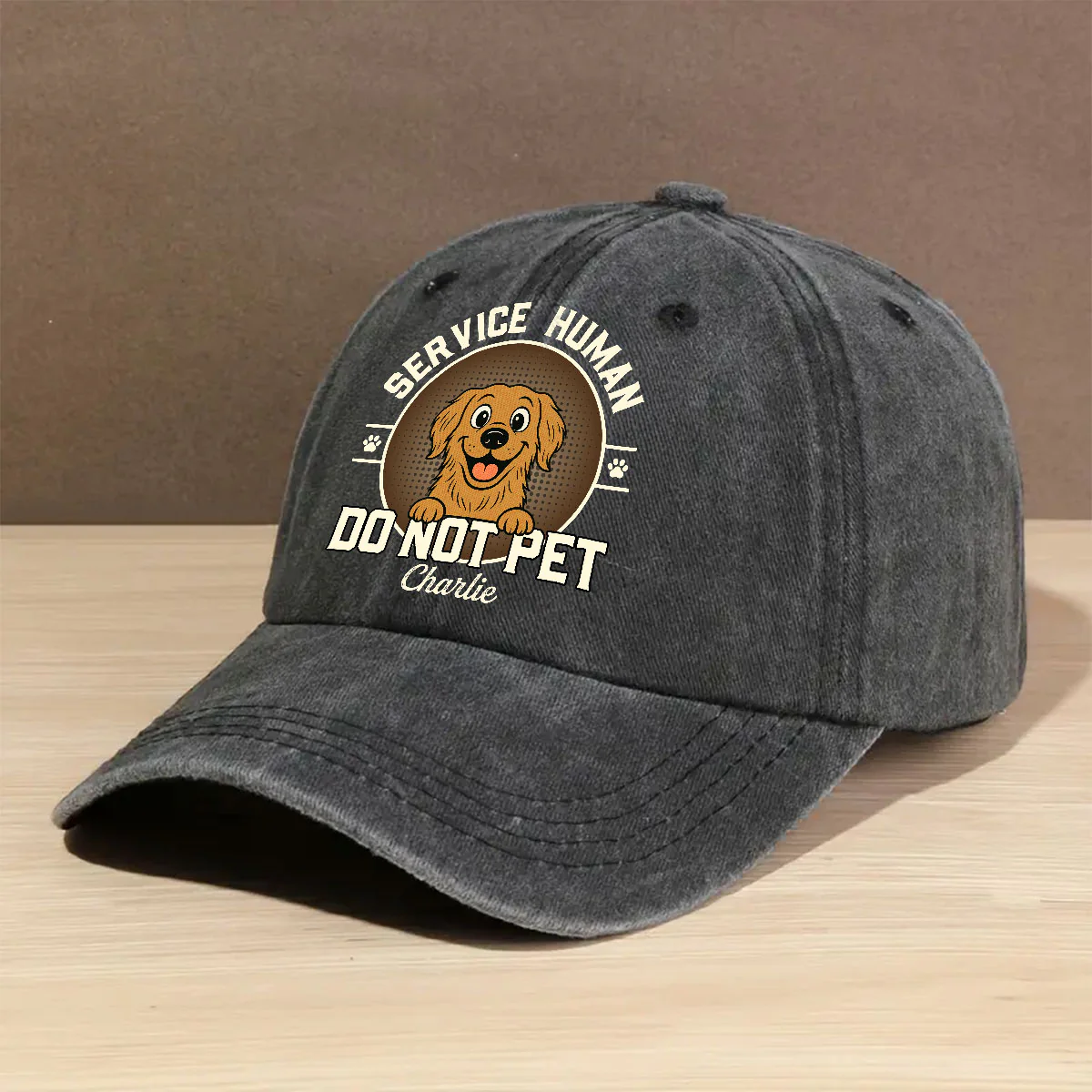 Service Human Logo - Personalized Custom Vintage Washed Denim Cap - Image 3