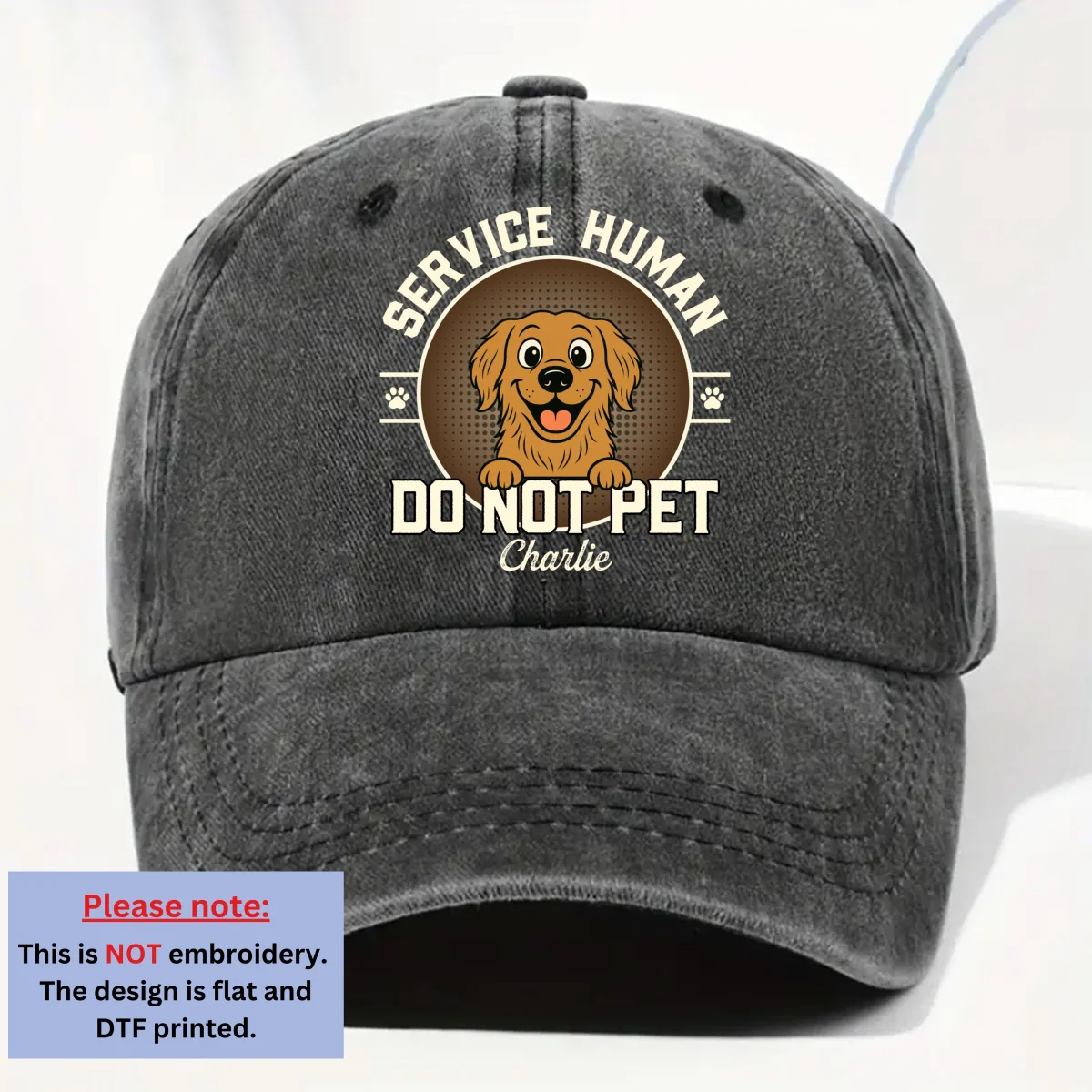 Service Human Logo - Personalized Custom Vintage Washed Denim Cap - Image 8