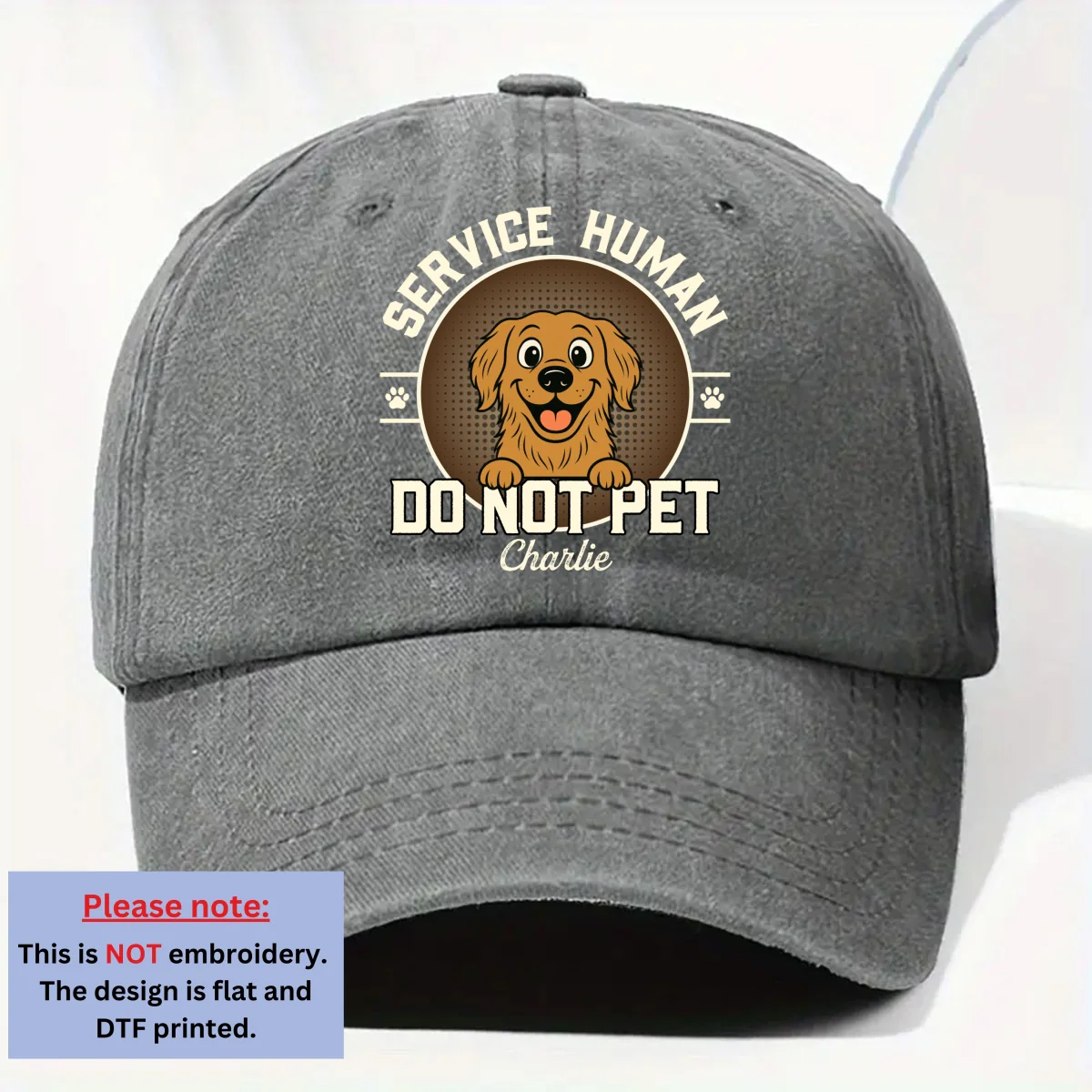 Service Human Logo - Personalized Custom Vintage Washed Denim Cap - Image 9