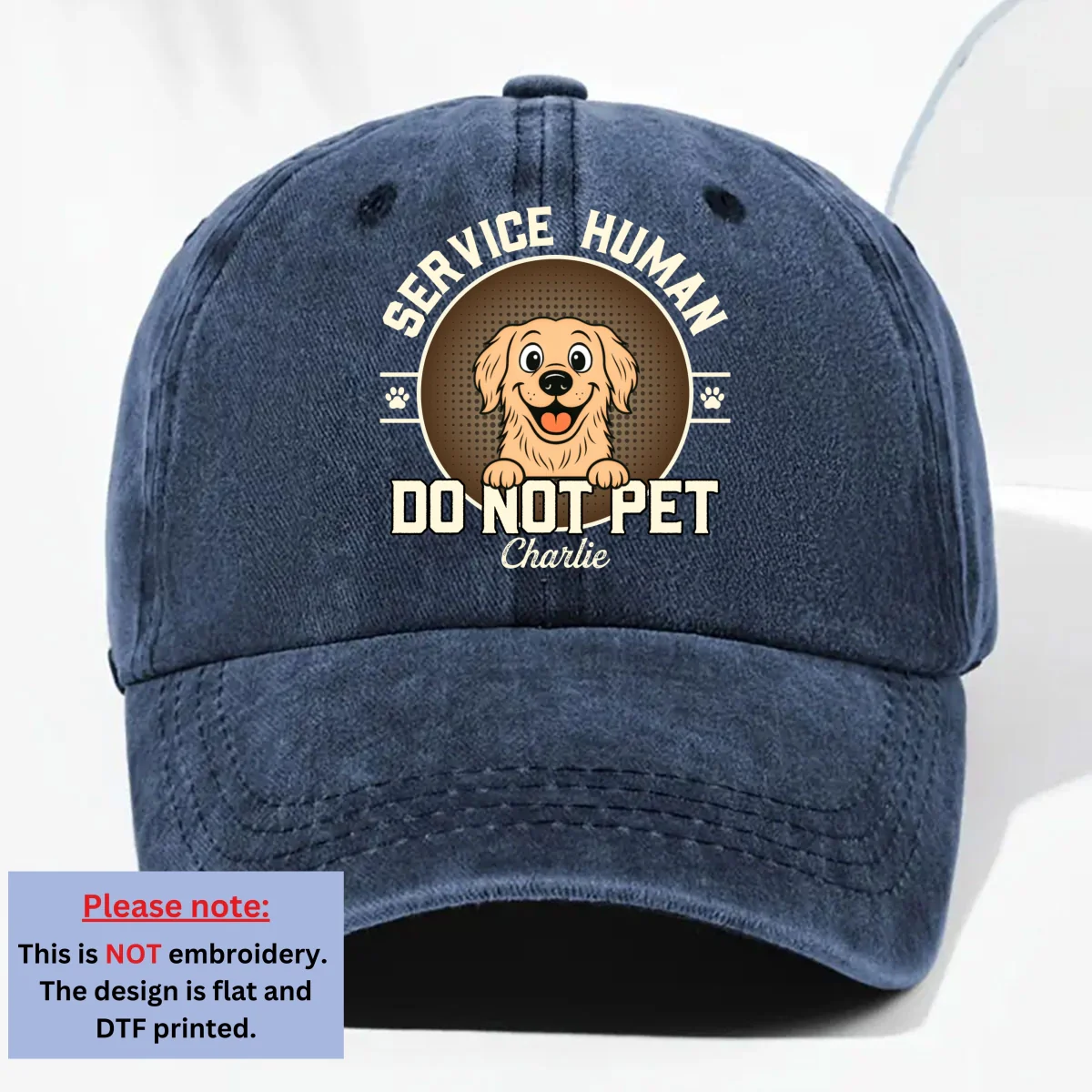 Service Human Pet Logo - Personalized Custom Vintage Washed Denim Cap - Image 10