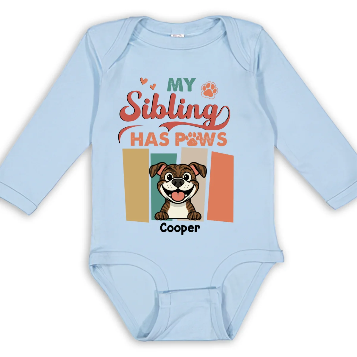 Siblings With Dogs - Personalized Custom Long Sleeve Baby Onesie - Image 8