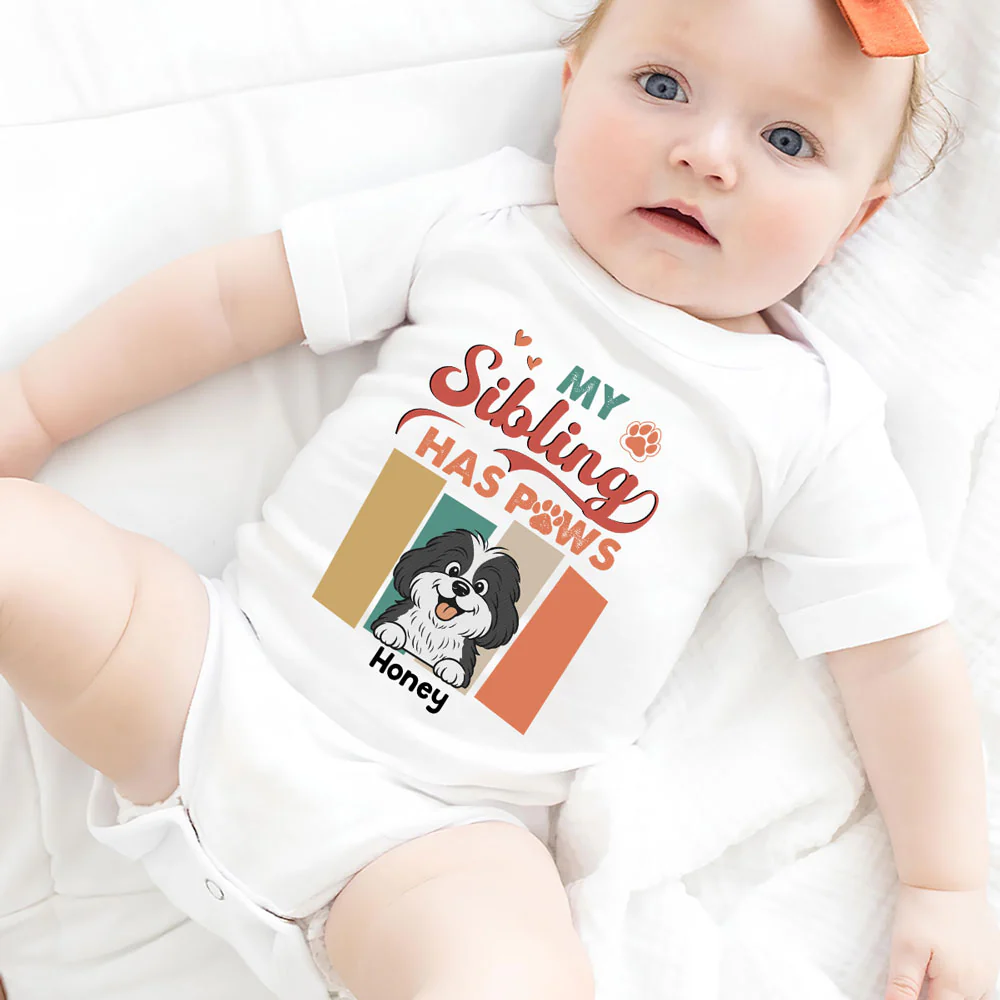 Siblings With Paws - Personalized Custom Baby Onesie - Image 3