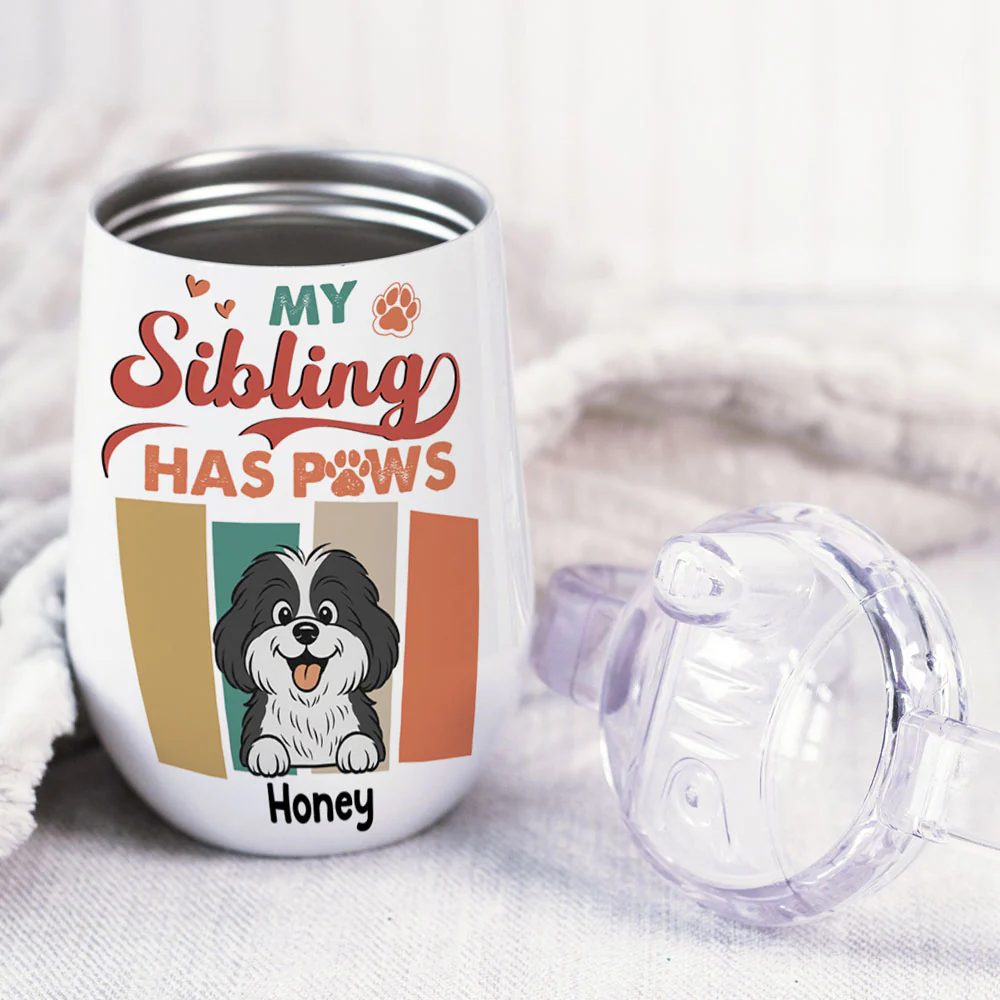 Siblings With Paws - Personalized Custom Sippy Cup With Handles - Image 3