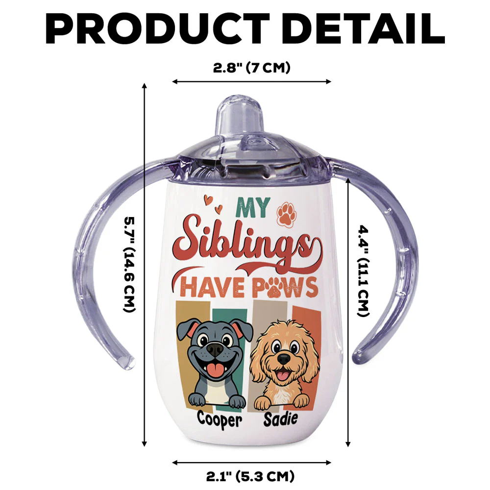 Siblings With Paws - Personalized Custom Sippy Cup With Handles - Image 6