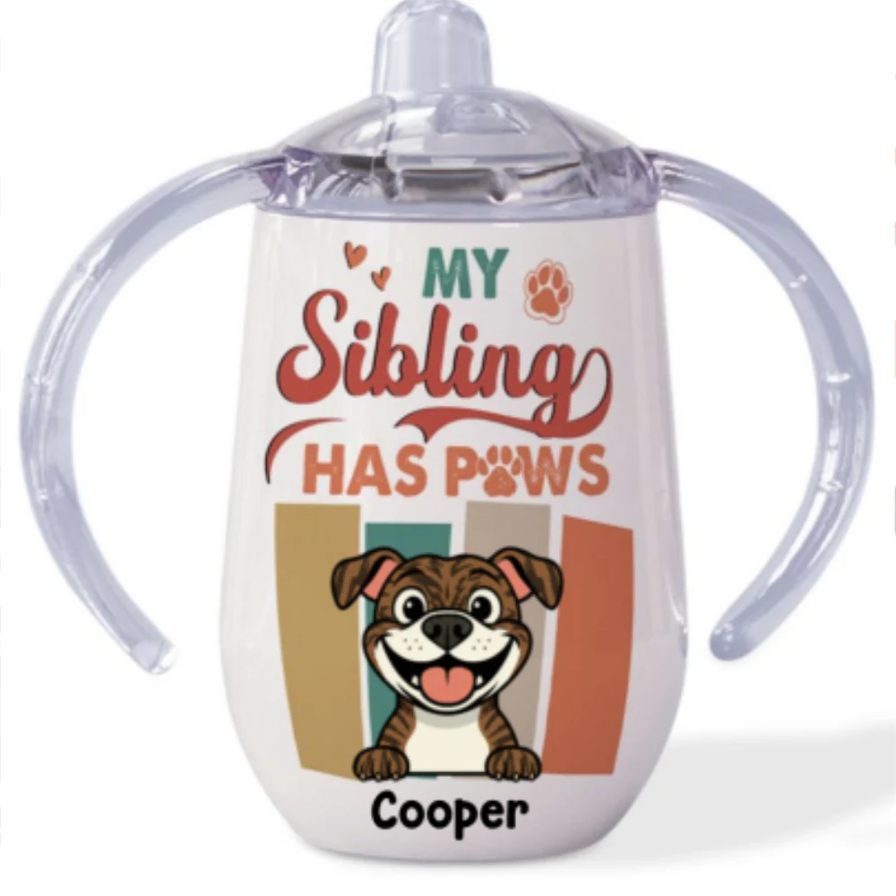 Siblings With Paws - Personalized Custom Sippy Cup With Handles - Image 7