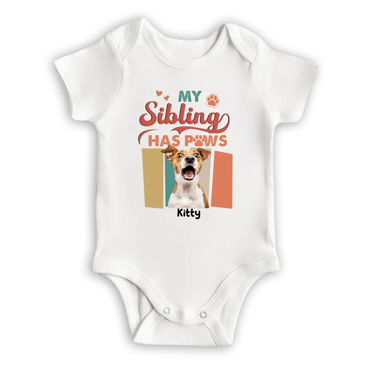 Siblings With Paws Photo - Personalized Custom Baby Onesie - Image 10