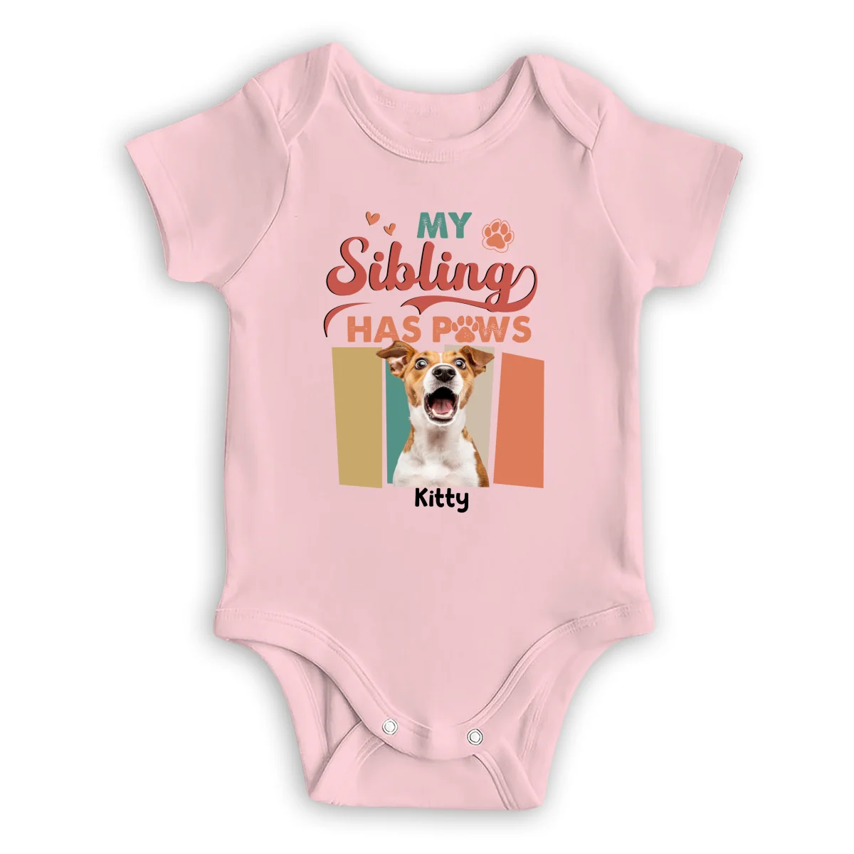 Siblings With Paws Photo - Personalized Custom Baby Onesie - Image 7