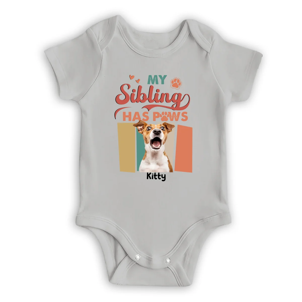 Siblings With Paws Photo - Personalized Custom Baby Onesie - Image 9
