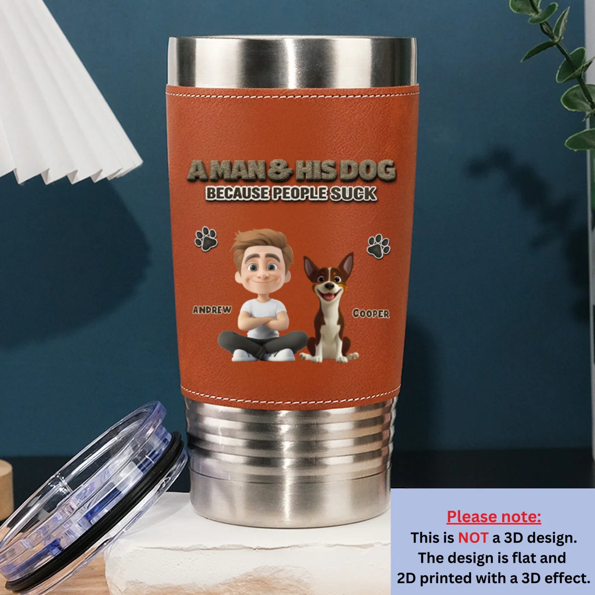 Silence Dog Time - Personalized Custom Leather Tumbler - Image 7