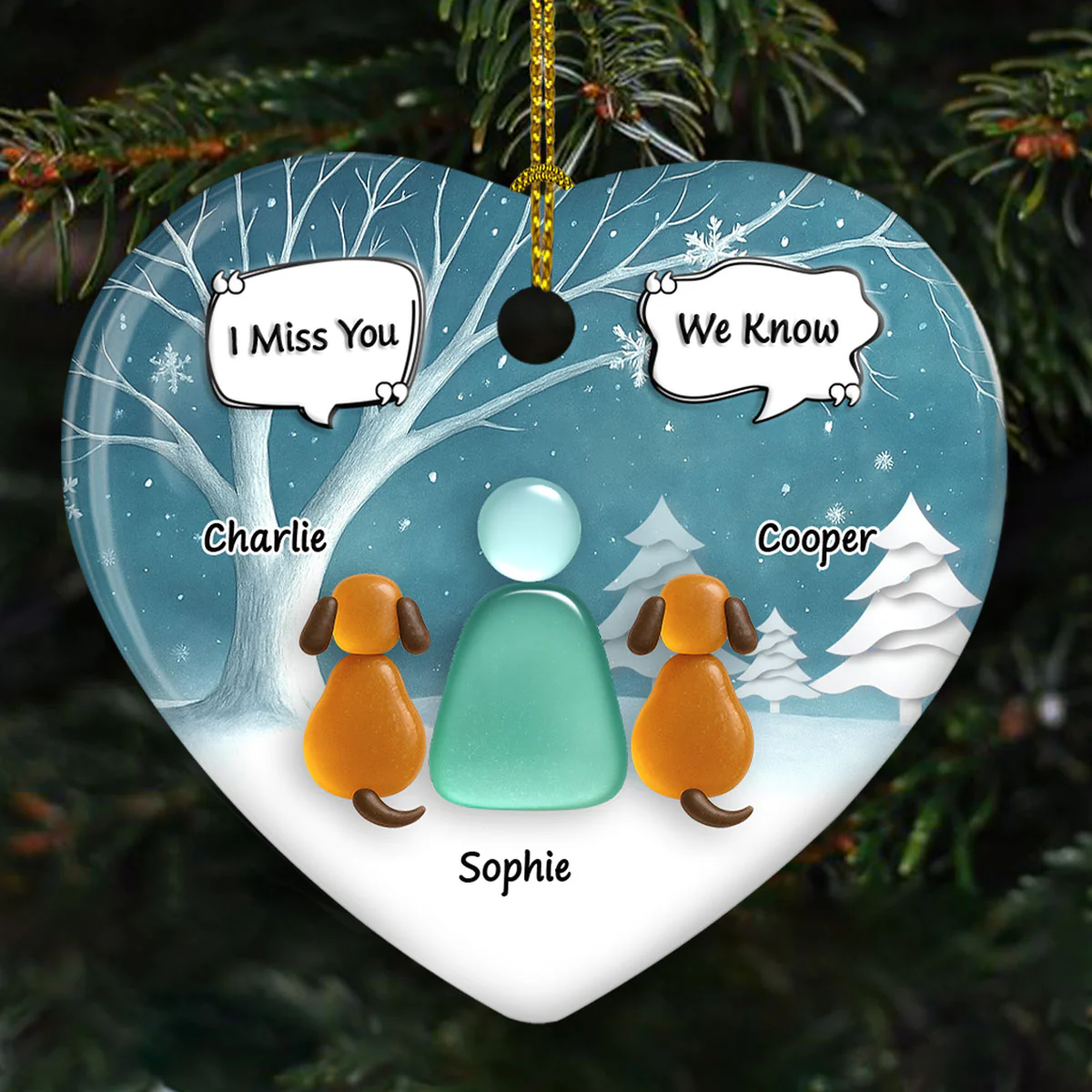 Silent Snow - Personalized Custom 3D Effect Heart Ceramic Ornament - Image 2