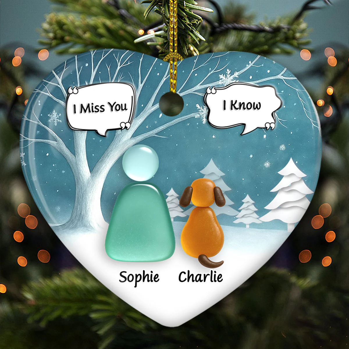 Silent Snow - Personalized Custom 3D Effect Heart Ceramic Ornament - Image 5