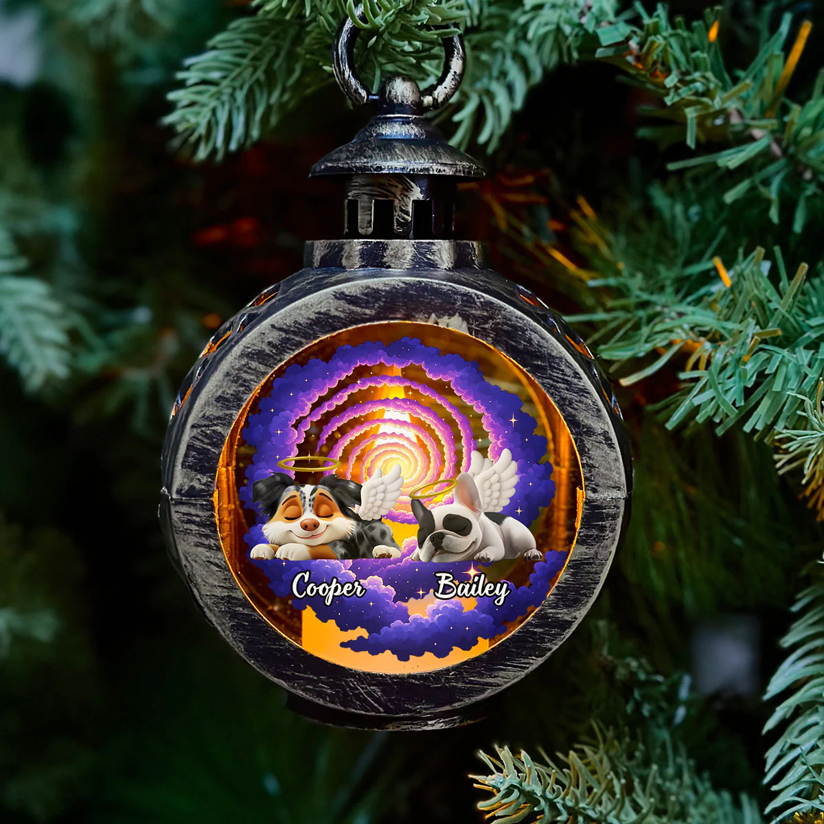 Silvery Sparkle - Personalized Custom Christmas Lantern - Image 2