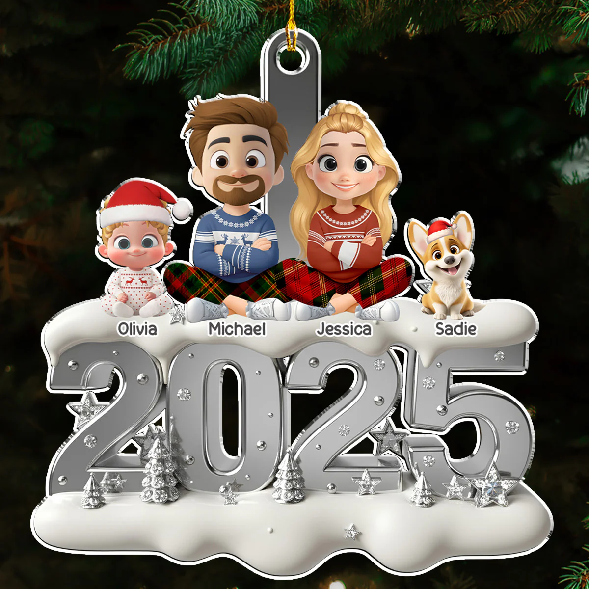 Silvery Year - Personalized Custom 3D Effect Acrylic Ornament