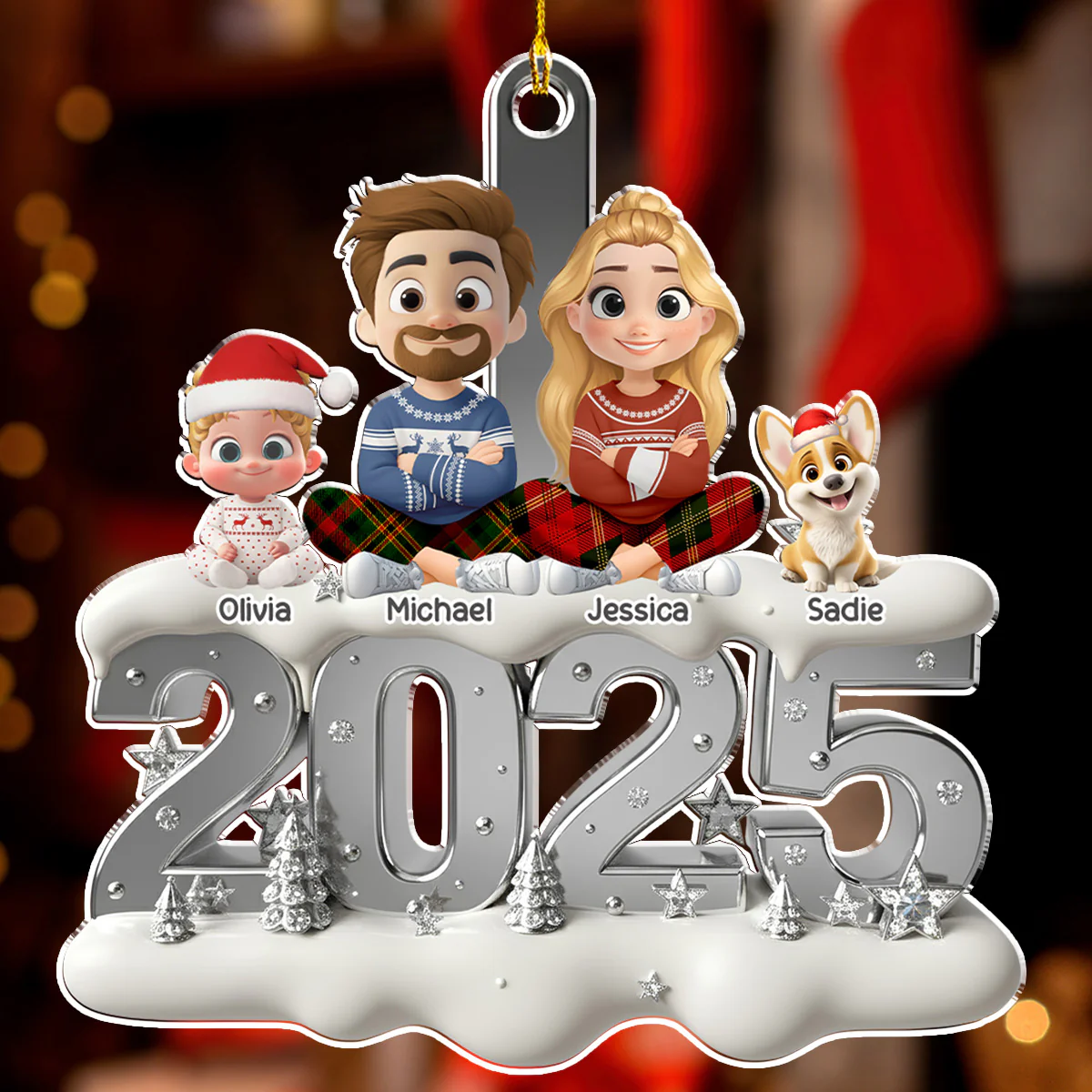 Silvery Year - Personalized Custom 3D Effect Acrylic Ornament - Image 2