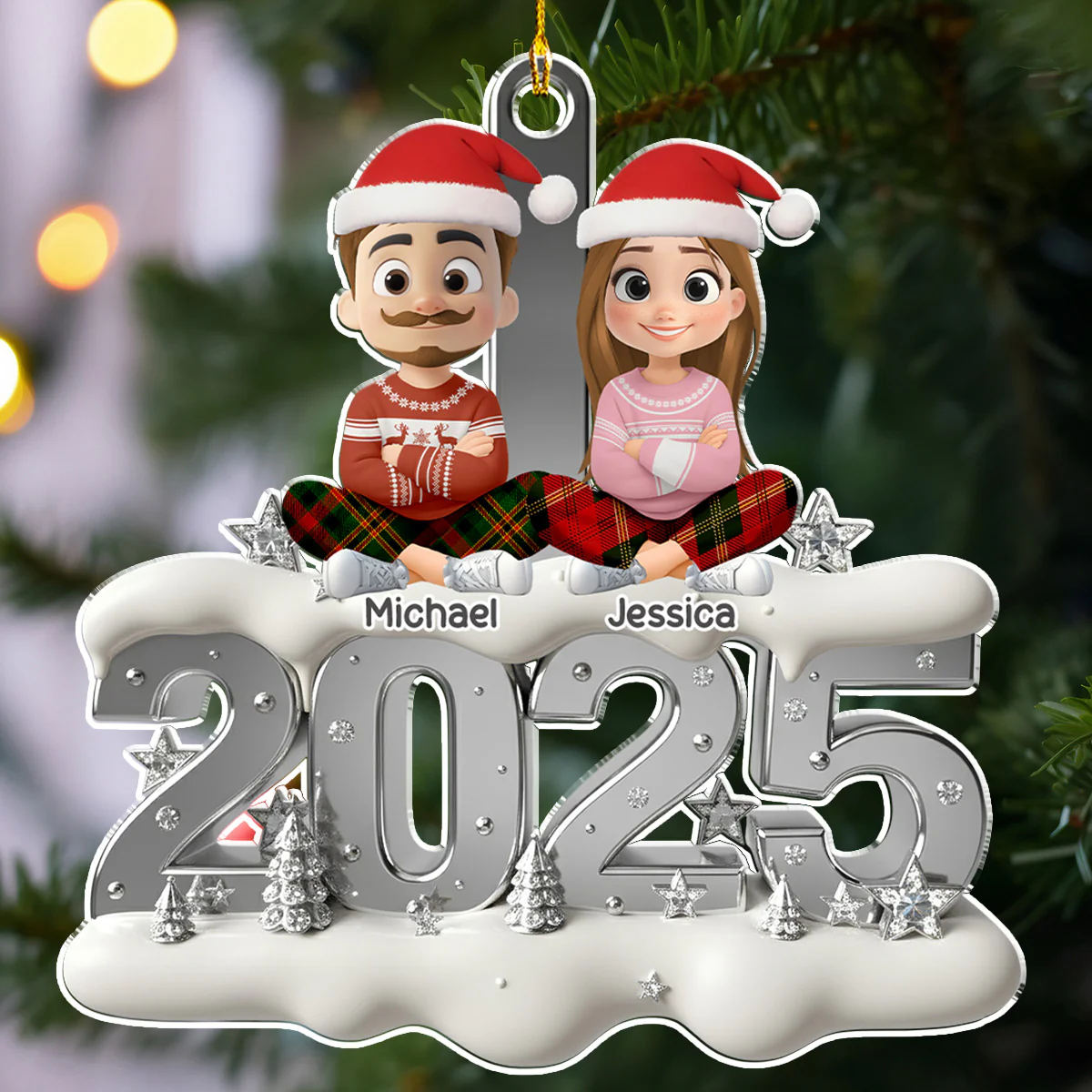 Silvery Year - Personalized Custom 3D Effect Acrylic Ornament - Image 4