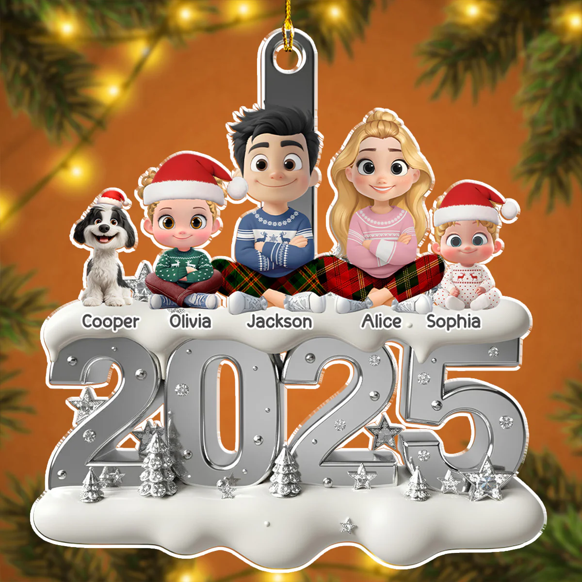 Silvery Year - Personalized Custom 3D Effect Acrylic Ornament - Image 5