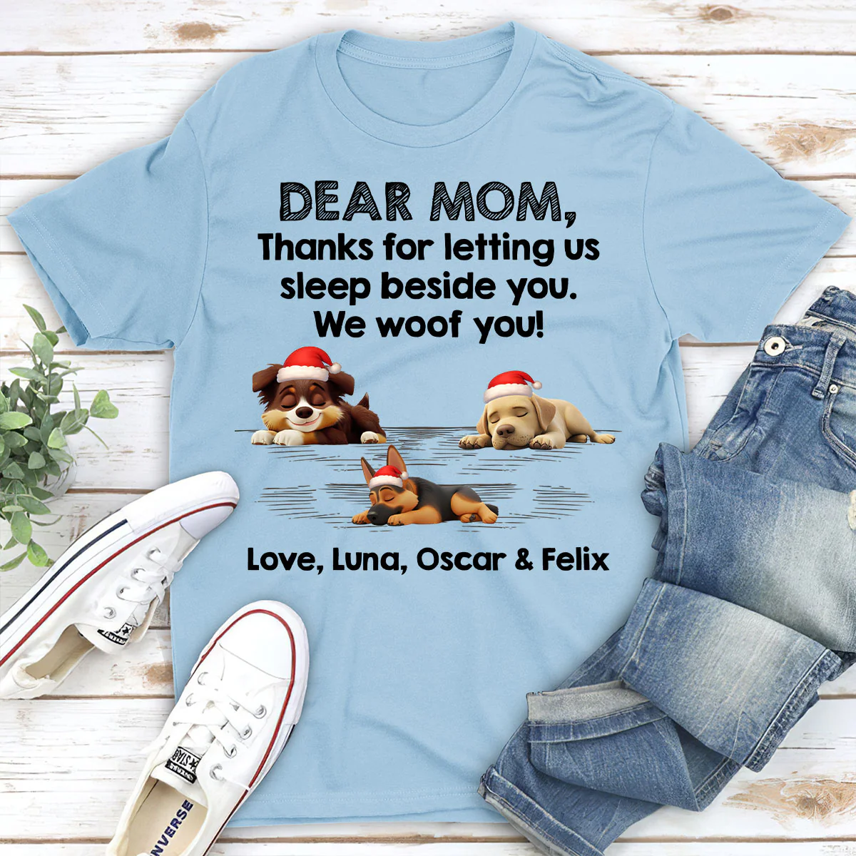 Sleep Beside Mom And Dad - Personalized Custom Unisex T-Shirt - Image 3