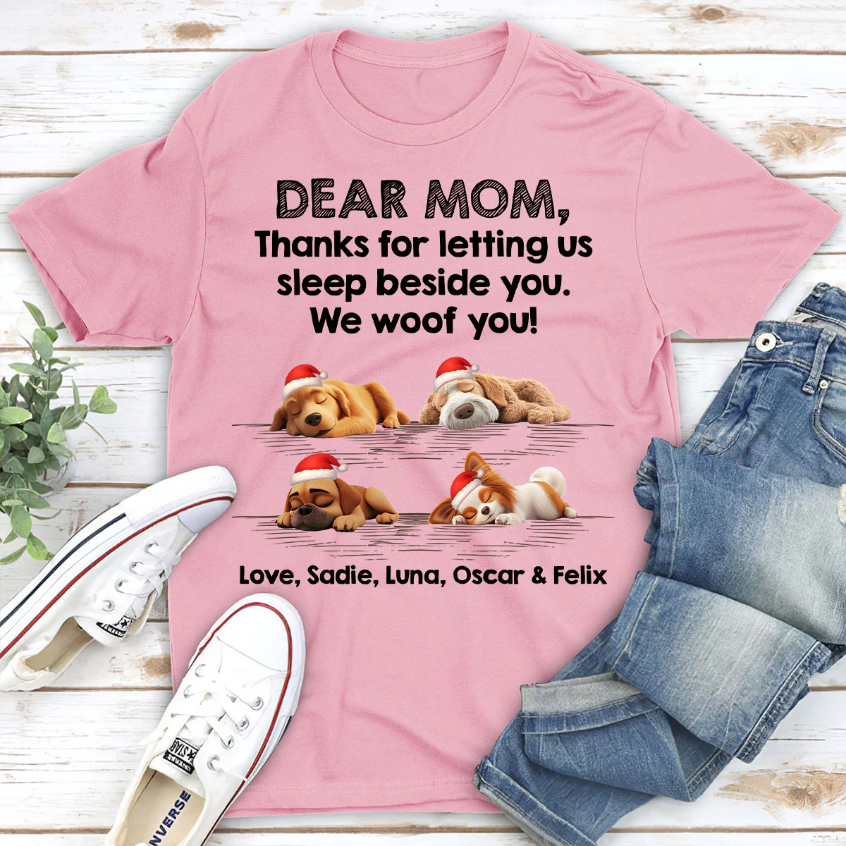 Sleep Beside Mom And Dad - Personalized Custom Unisex T-Shirt - Image 4