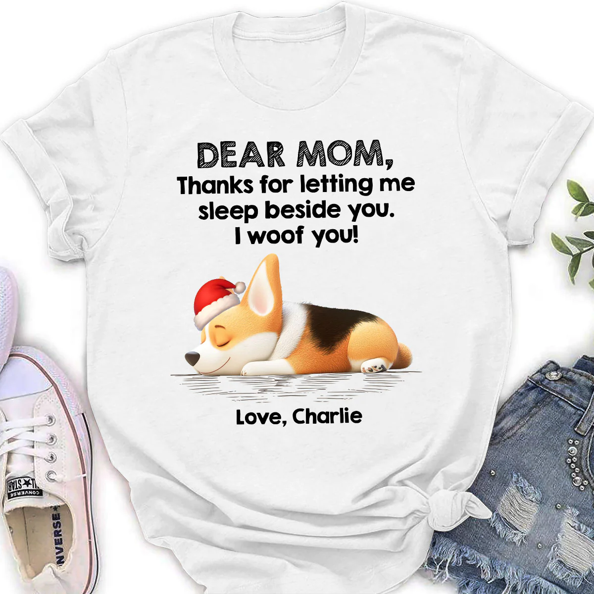 Sleep Beside Mom And Dad - Personalized Custom Women's T-Shirt - Image 2