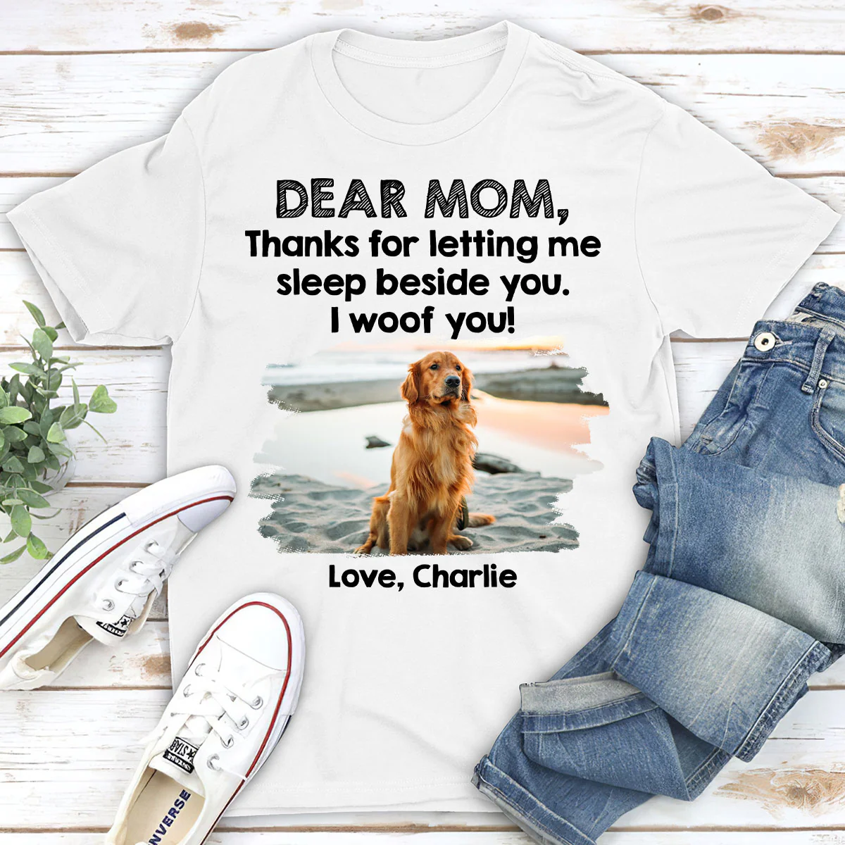 Sleep Beside Mom And Dad Photo - Personalized Custom Unisex T-Shirt - Image 2
