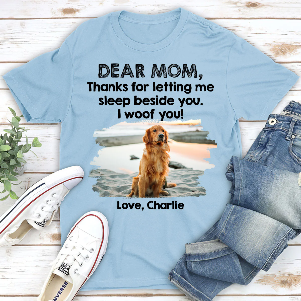 Sleep Beside Mom And Dad Photo - Personalized Custom Unisex T-Shirt - Image 3