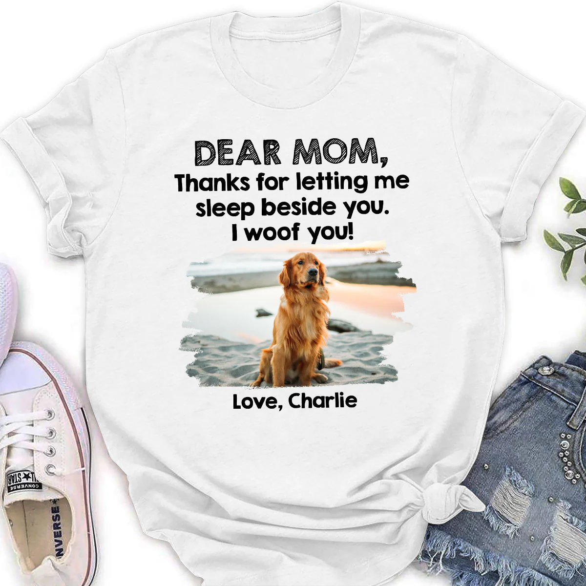 Sleep Beside Mom And Dad Photo - Personalized Custom Women's T-Shirt - Image 2