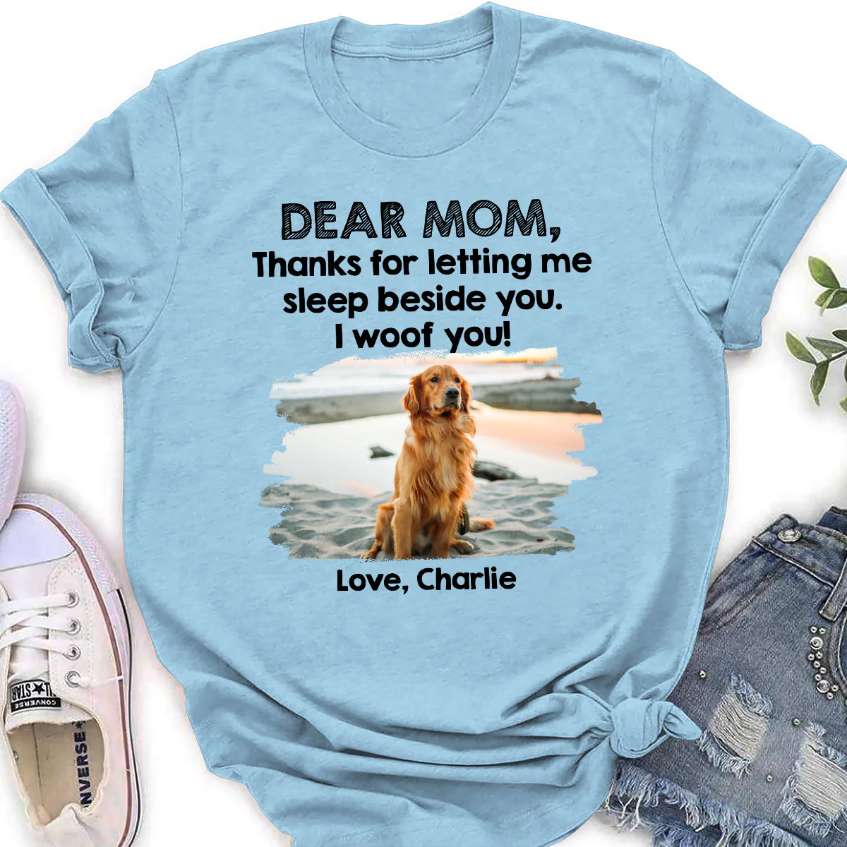 Sleep Beside Mom And Dad Photo - Personalized Custom Women's T-Shirt - Image 3