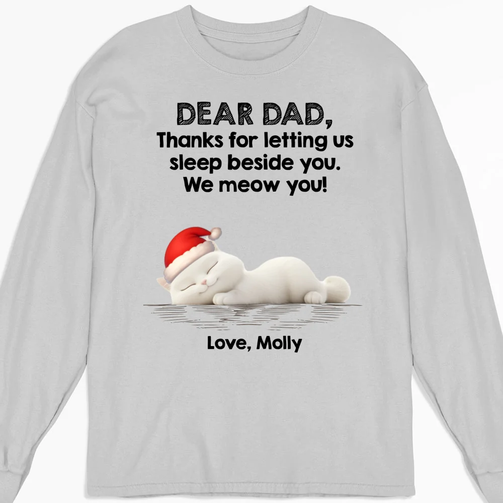 Sleep Beside Mom And Dad Ver Cat - Personalized Custom Long Sleeve T-Shirt - Image 3