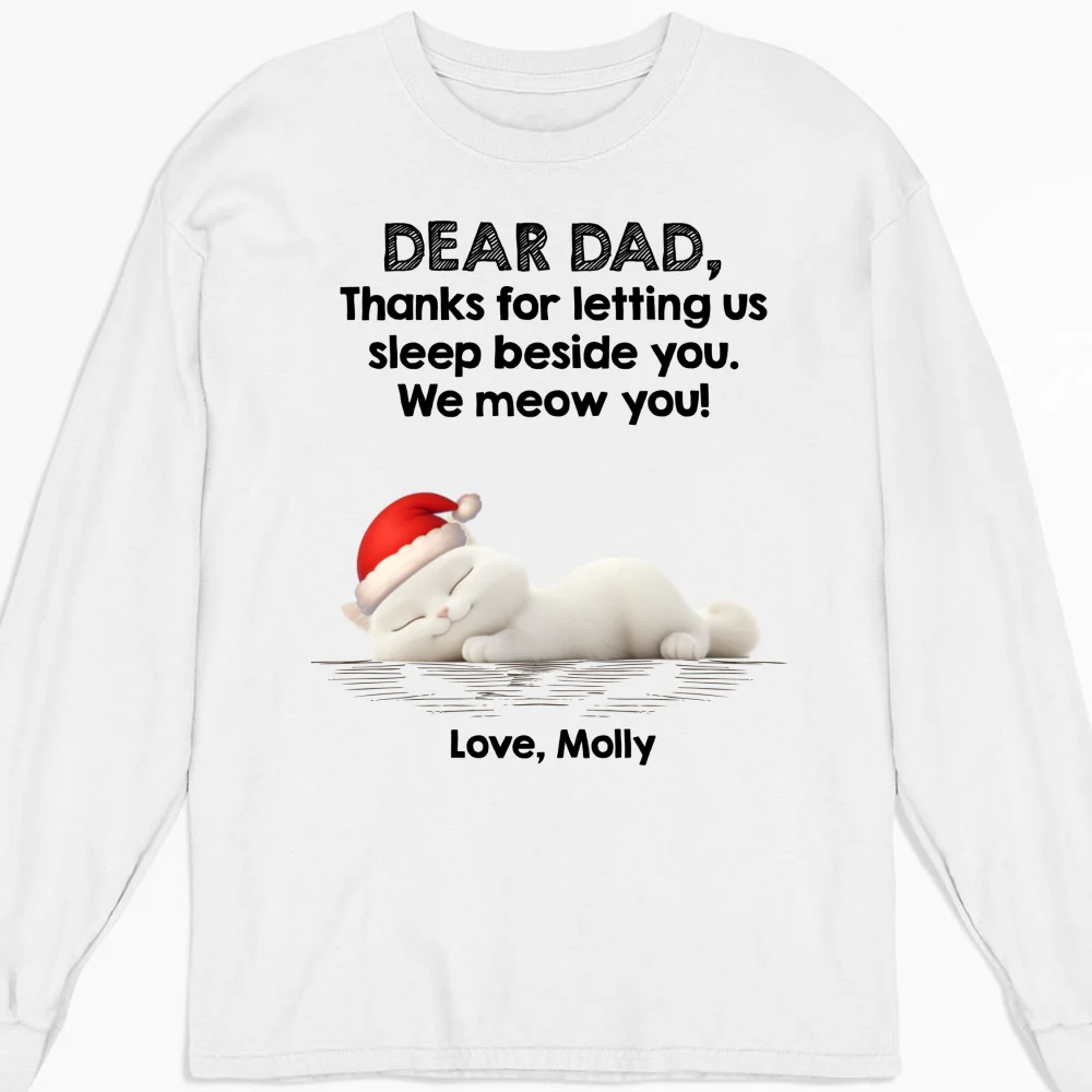 Sleep Beside Mom And Dad Ver Cat - Personalized Custom Long Sleeve T-Shirt - Image 4