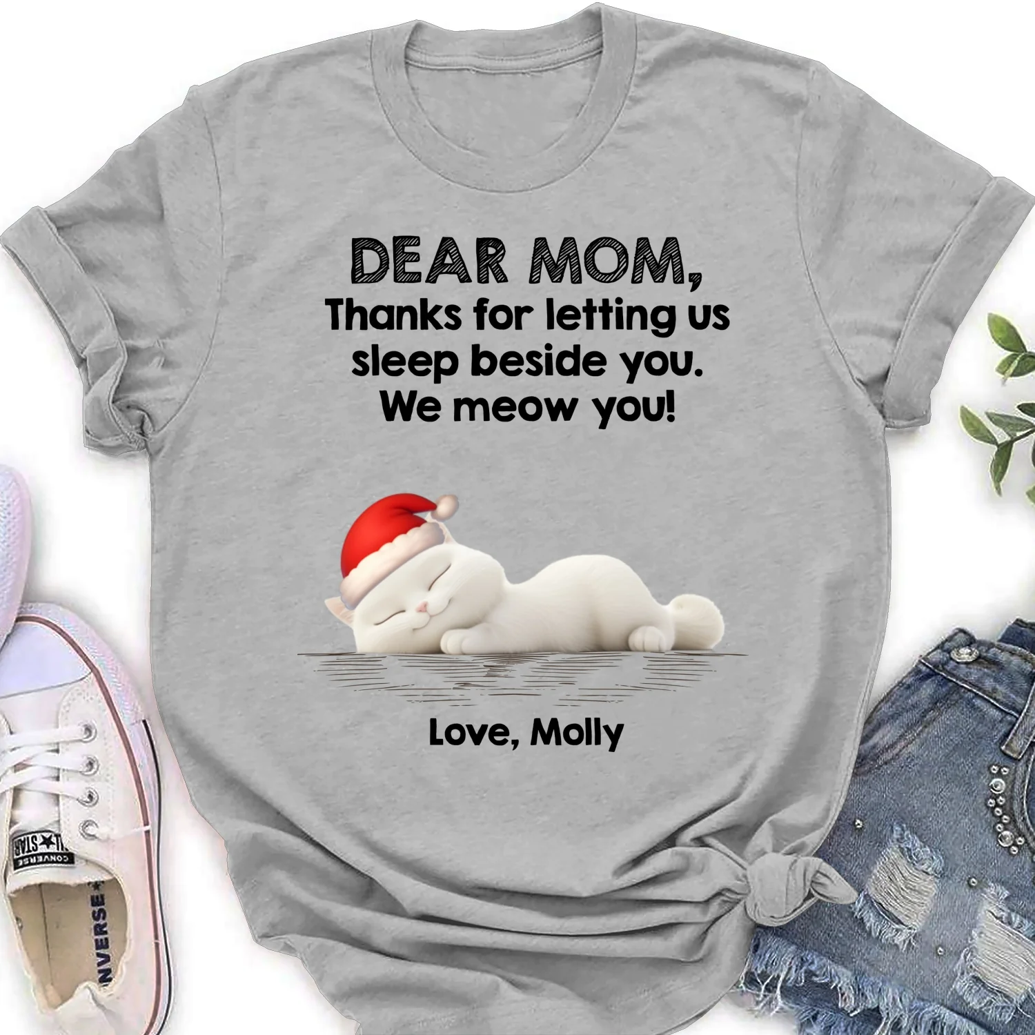 Sleep Beside Mom And Dad Ver Cat - Personalized Custom Women's T-Shirt - Image 6