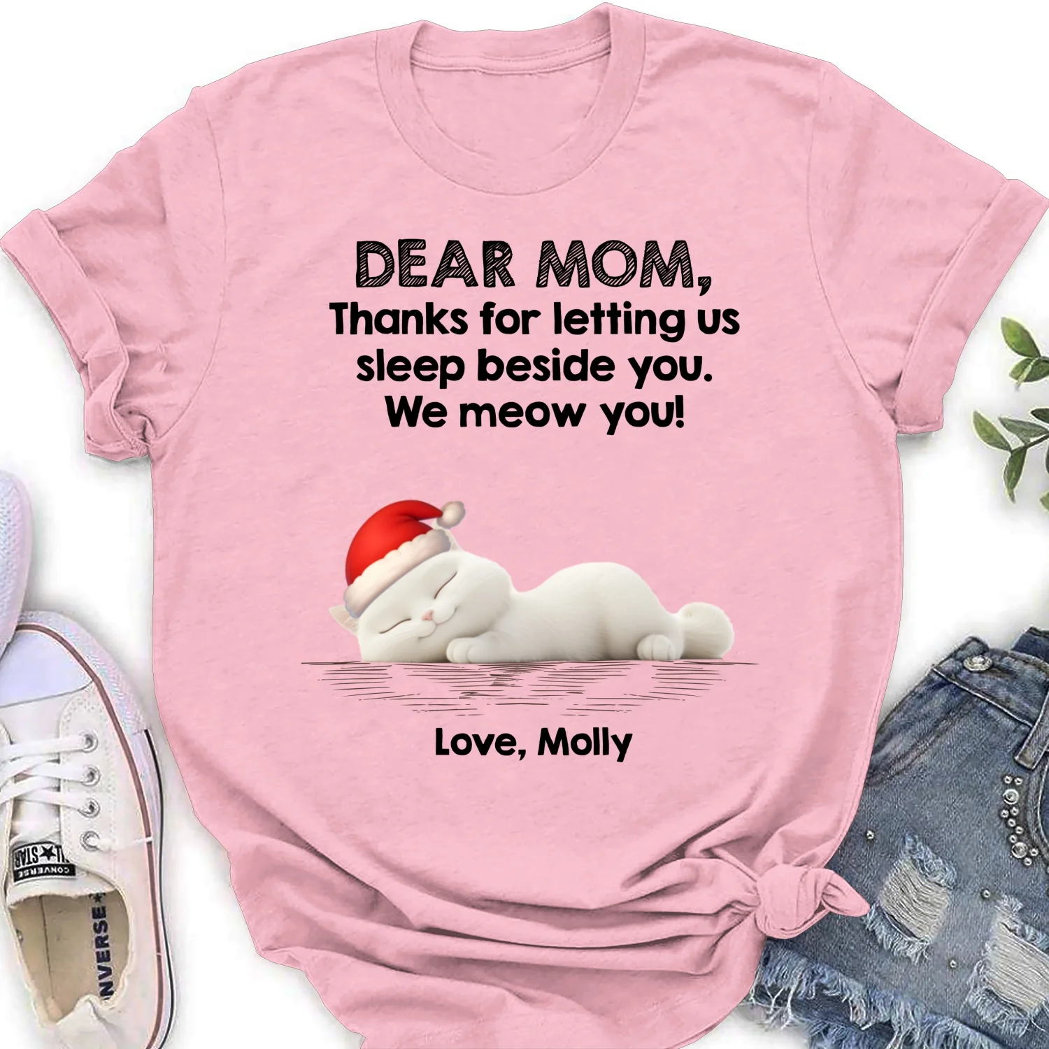Sleep Beside Mom And Dad Ver Cat - Personalized Custom Women's T-Shirt - Image 7