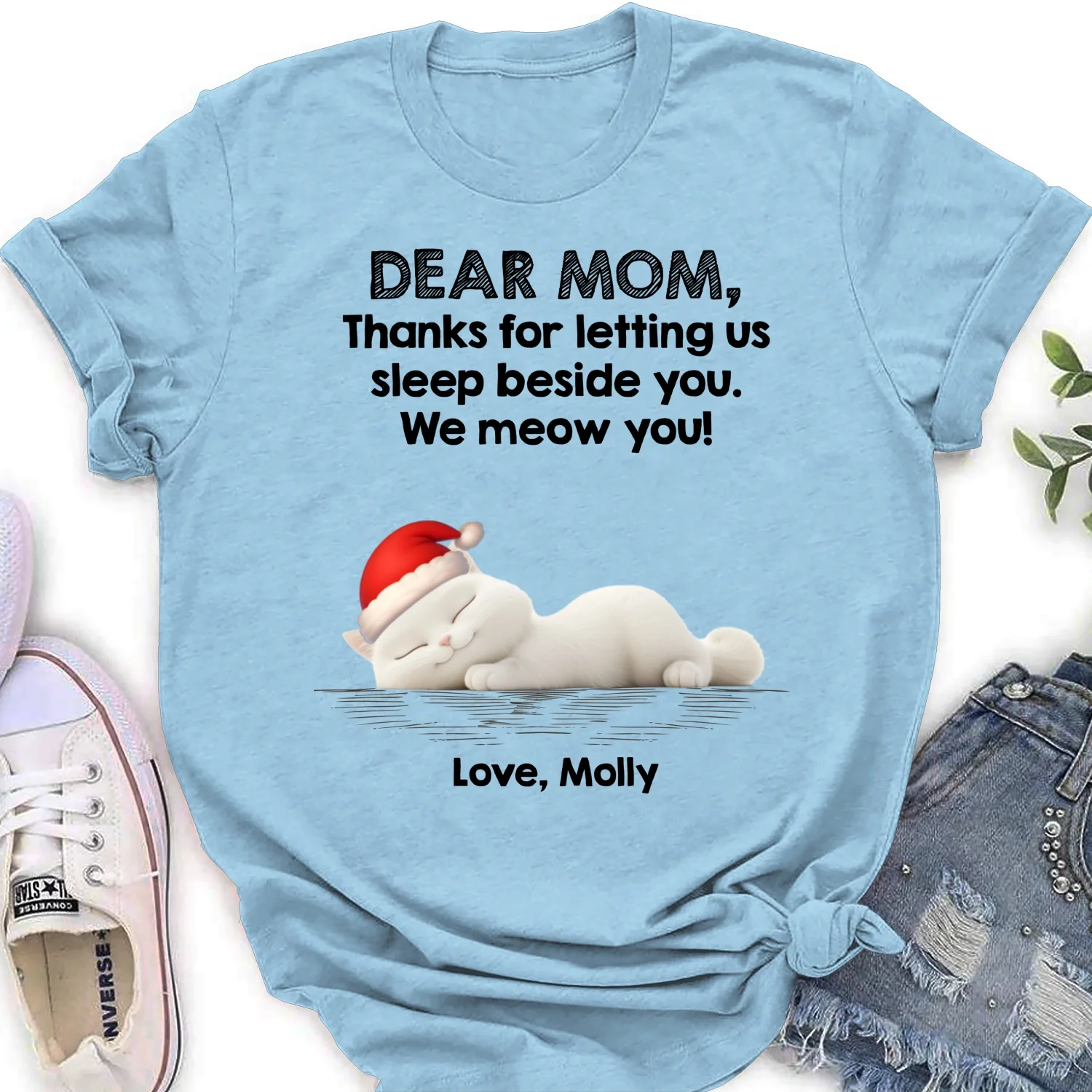 Sleep Beside Mom And Dad Ver Cat - Personalized Custom Women's T-Shirt - Image 8
