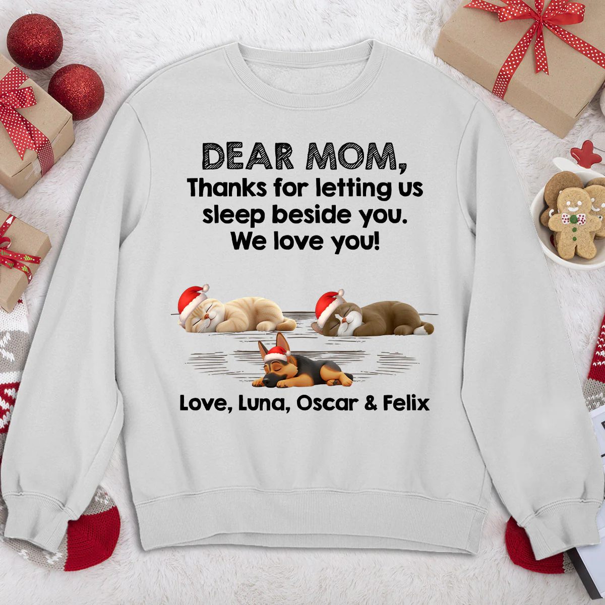 Sleep Beside Mom And Dad Ver Pet - Personalized Custom Sweatshirt - Image 2