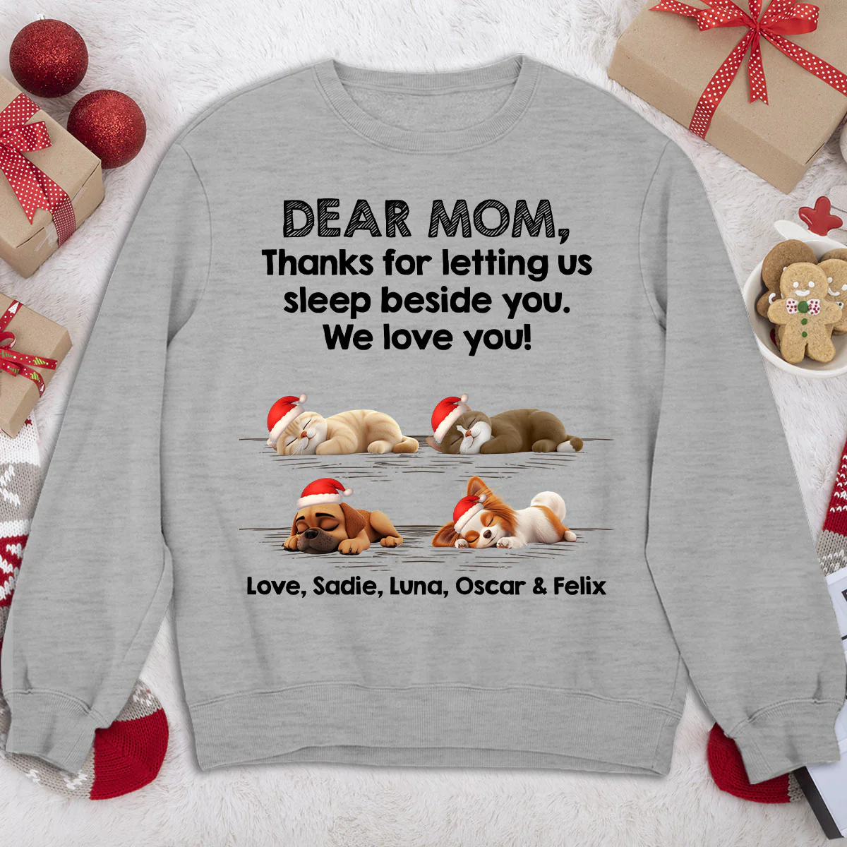 Sleep Beside Mom And Dad Ver Pet - Personalized Custom Sweatshirt - Image 3