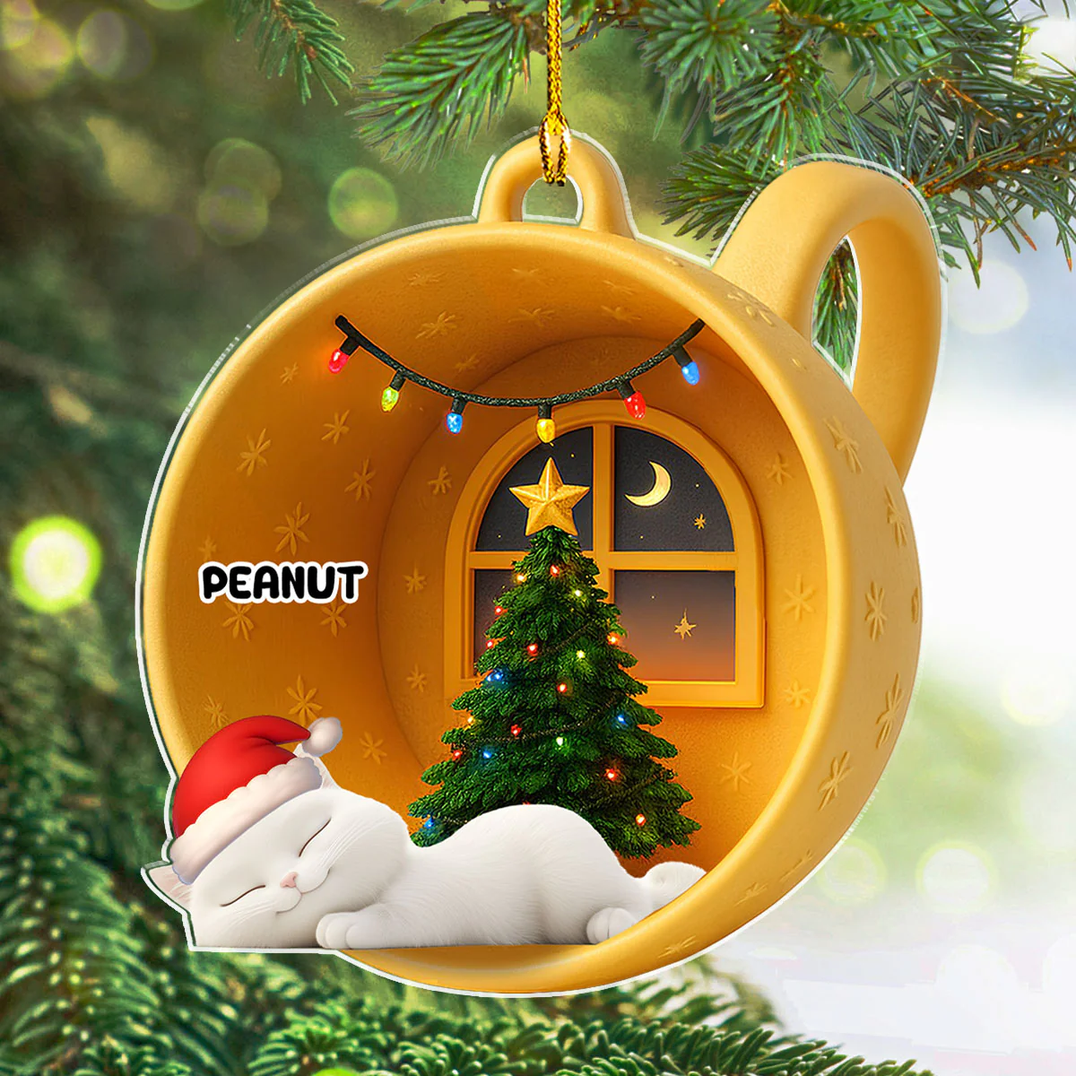 Sleeping Cat Cupcake - Personalized Custom Acrylic Ornament - Image 3
