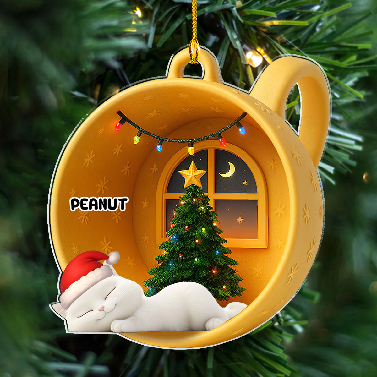 Sleeping Cat Cupcake - Personalized Custom Acrylic Ornament - Image 4