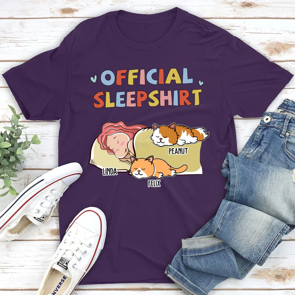 Sleeping Cat Sleepshirt - Personalized Custom Unisex T-shirt - Image 2