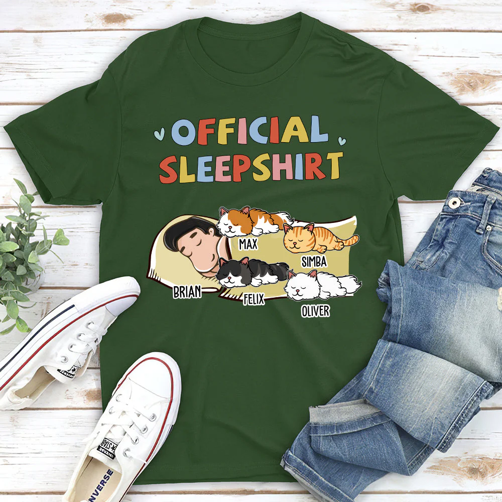 Sleeping Cat Sleepshirt - Personalized Custom Unisex T-shirt - Image 4