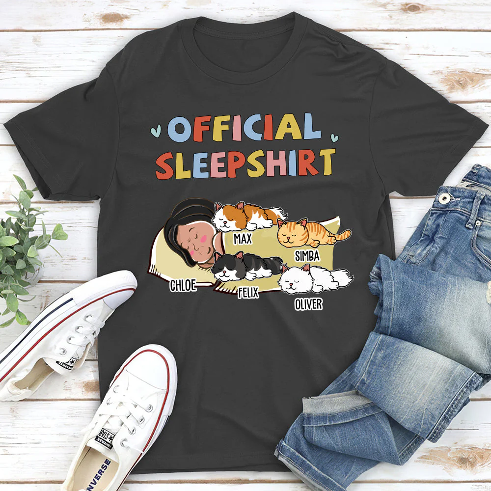 Sleeping Cat Sleepshirt - Personalized Custom Unisex T-shirt - Image 5