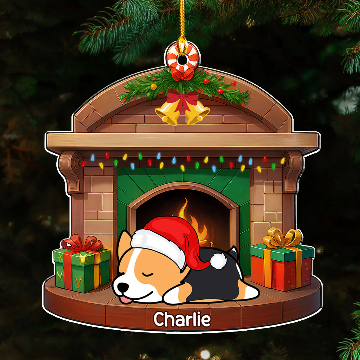 Sleeping Dog Christmas - Personalized Custom Acrylic Ornament