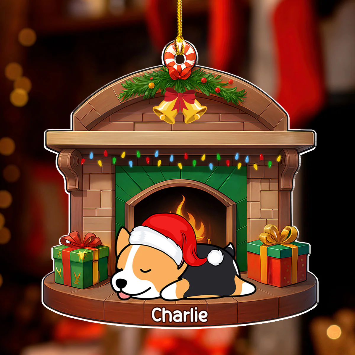 Sleeping Dog Christmas - Personalized Custom Acrylic Ornament - Image 2