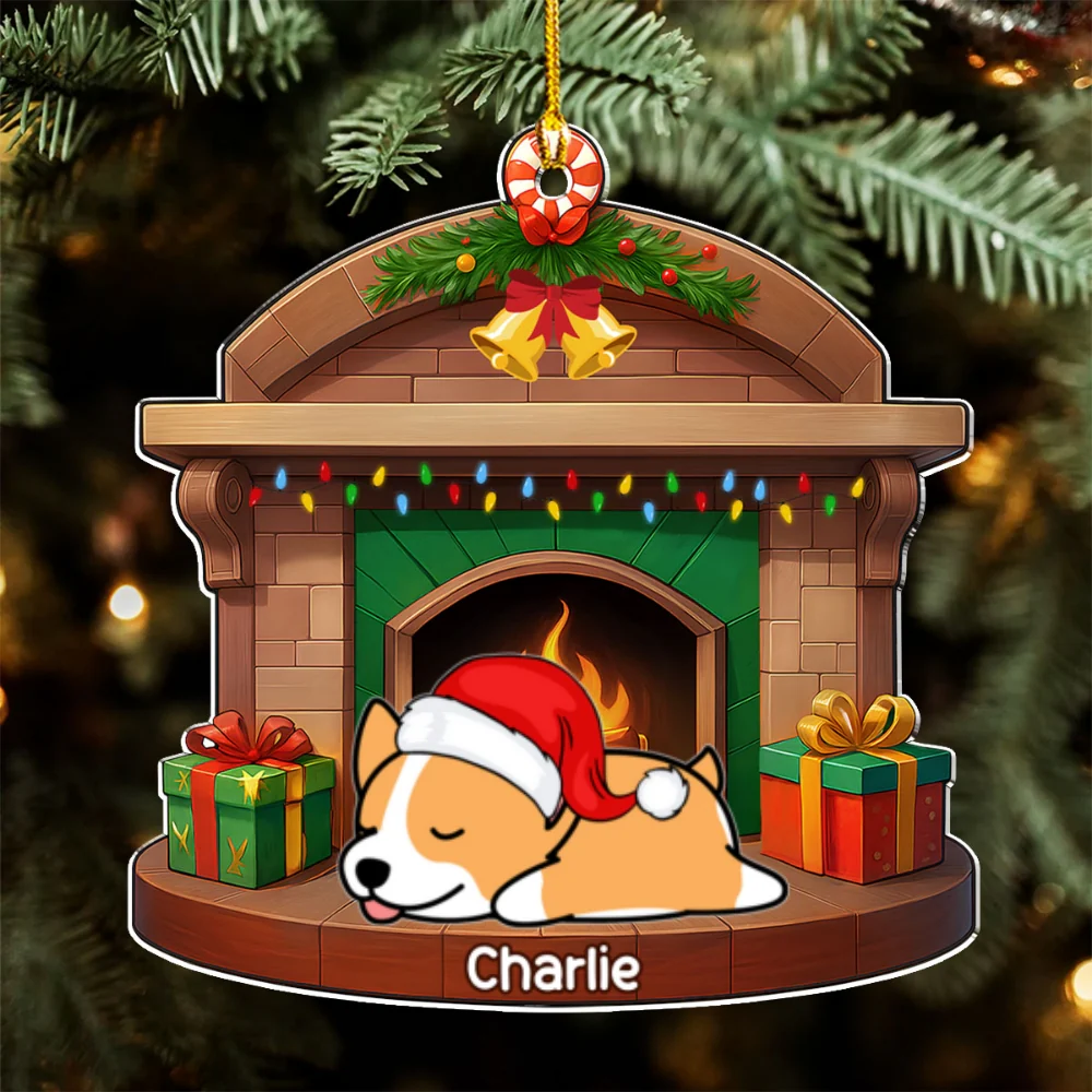 Sleeping Dog Christmas - Personalized Custom Acrylic Ornament - Image 7