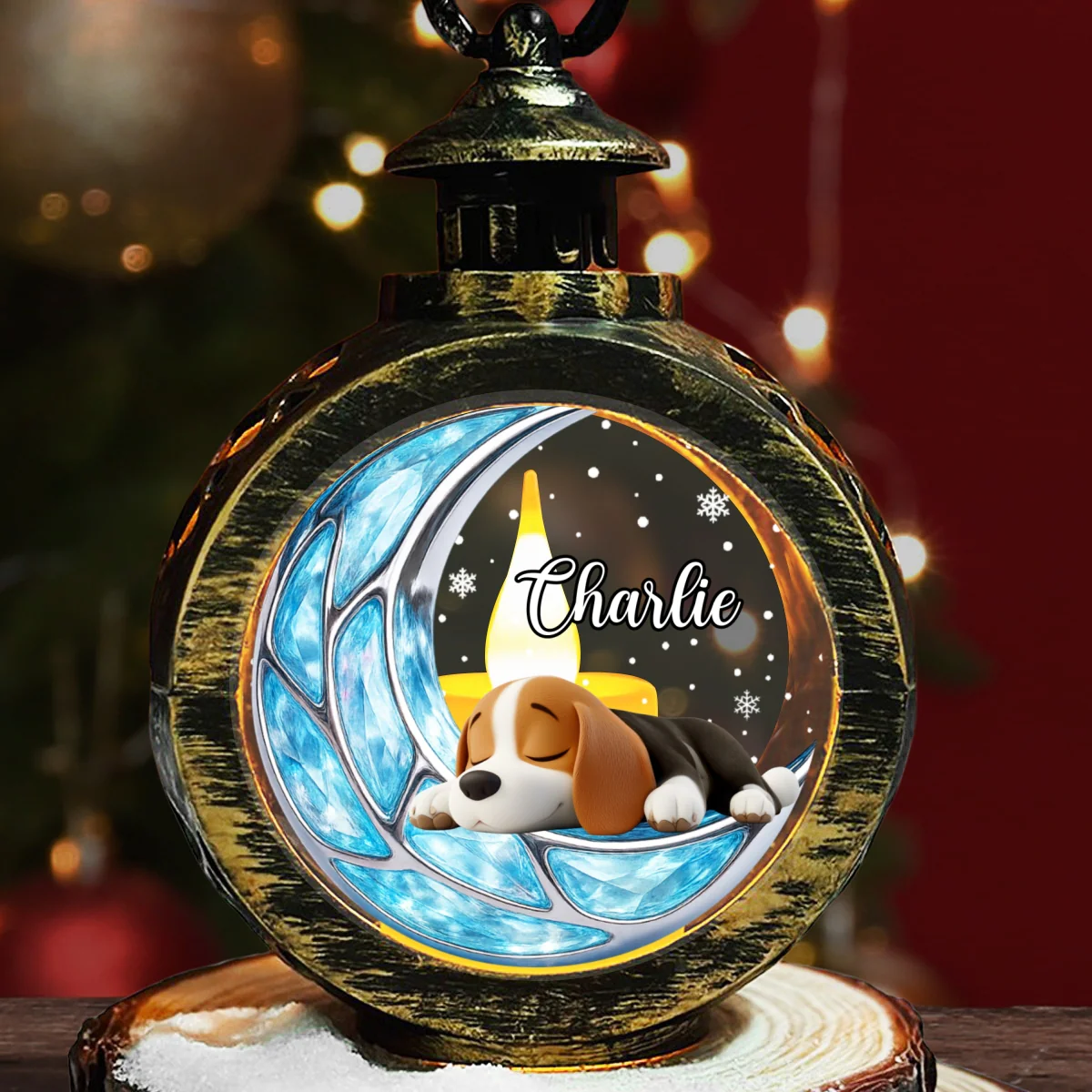 Sleeping On The Moon - Personalized Custom Christmas Lantern - Image 9