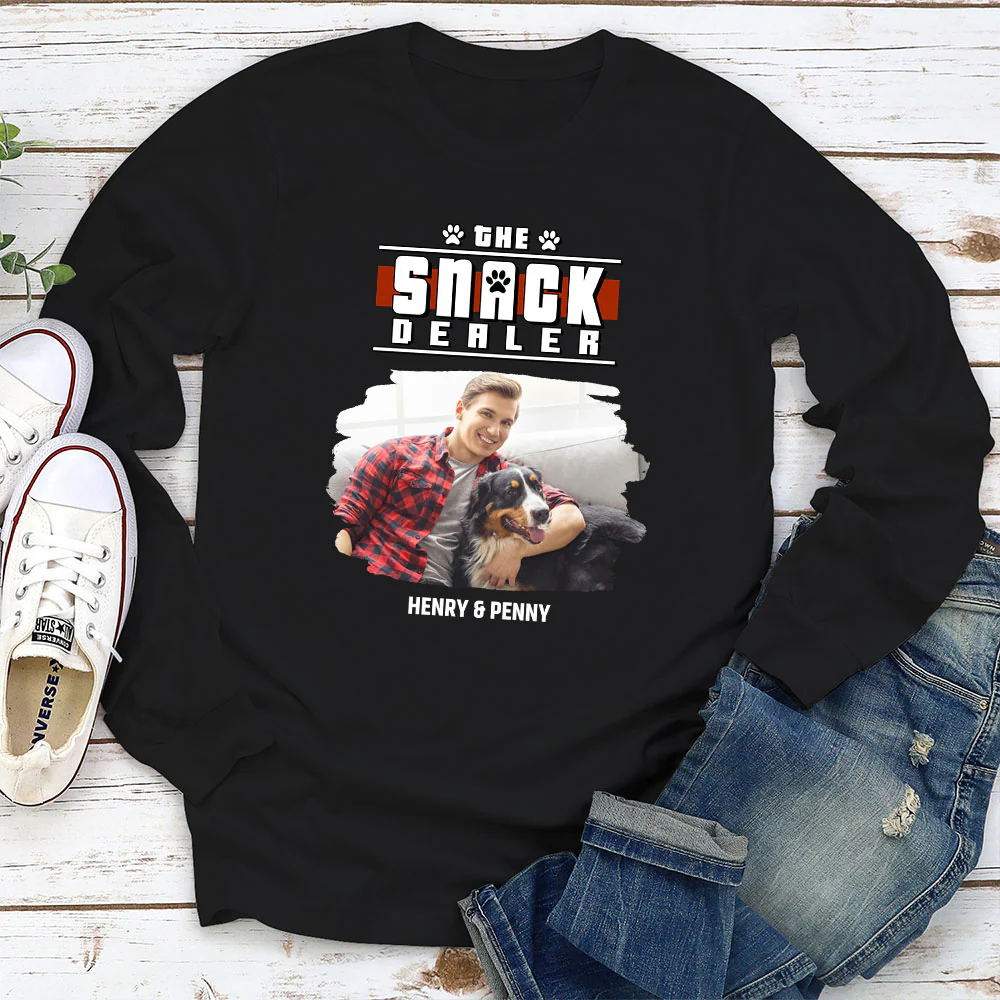 Snack Dealer Cartoon Photo - Personalized Custom Long Sleeve T-Shirt - Image 2