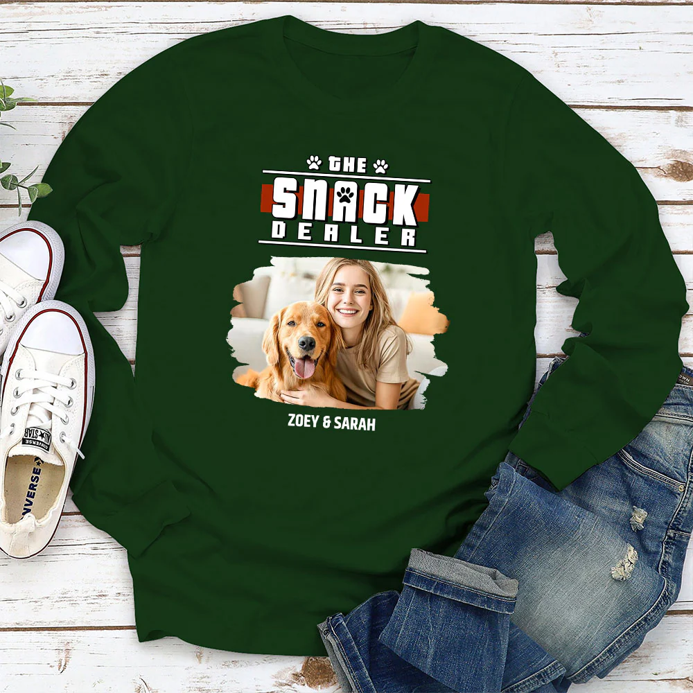 Snack Dealer Cartoon Photo - Personalized Custom Long Sleeve T-Shirt - Image 3
