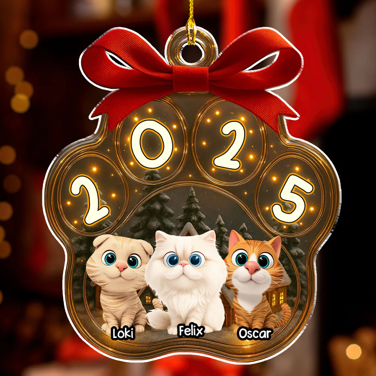 Snow All Over Here Meow Ver - Personalized Custom 3D Inflated Effect Acrylic Ornament - Image 3